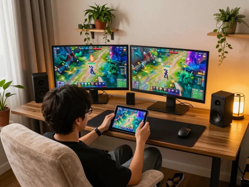 Tải B52 Club with exciting online gaming experience on a tablet in a cozy home setup.