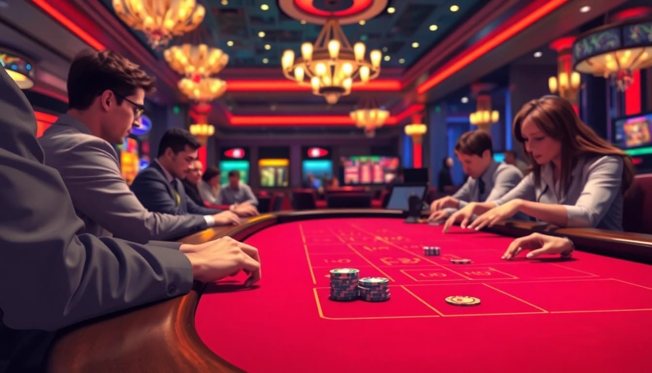 Aktifitas bermain togel389 di meja baccarat kasino yang meriah dan penuh warna.