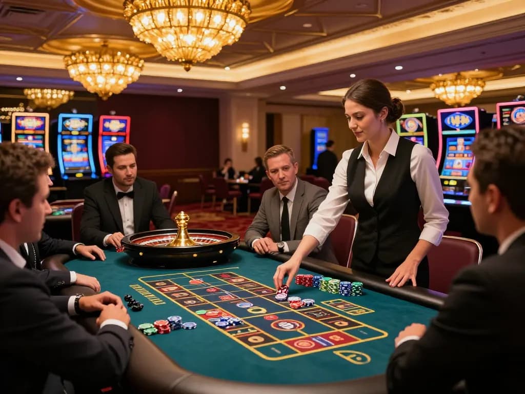 Players engaging in strategic roulette gameplay at LV88's luxurious casino.