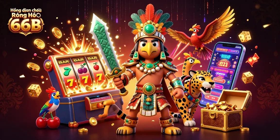Uncover winning strategies in Hướng dẫn chơi Rồng Hổ 66B with dynamic casino-themed illustration.