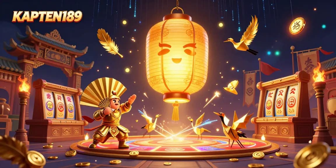 KAPTEN189 mengajak pemain meraih kemenangan dengan slot online mengagumkan dan simbol keberuntungan di kasino malam.