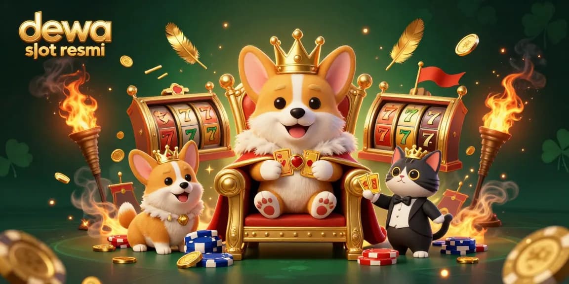 Dewa slot resmi menawarkan pengalaman judi slot interaktif dengan corgi bermahkota dan elemen slot yang menarik.