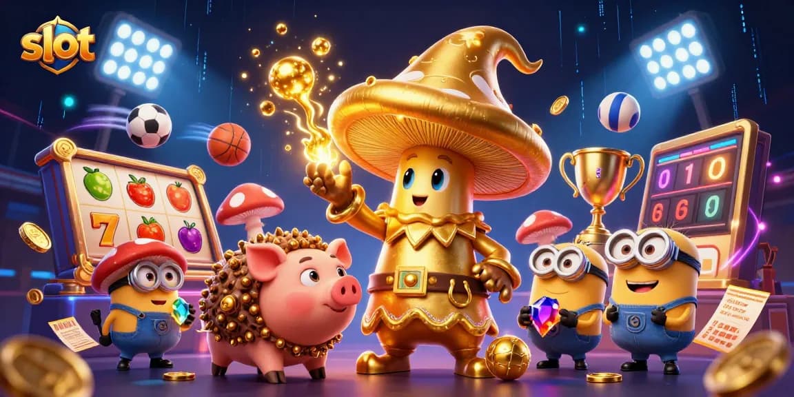 Experience thrilling slots with magic and treasures in this vibrant 3D casino illustration.
