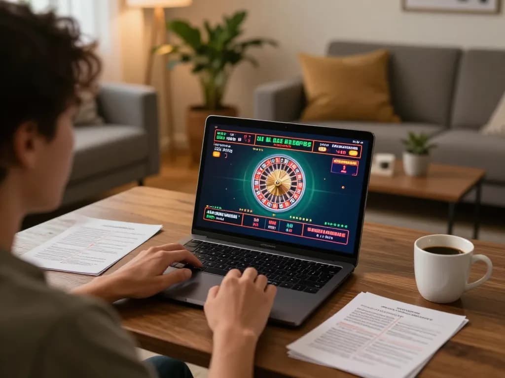 Player engaging in thrilling roulette gameplay on f8bet while enjoying a cozy home setting.