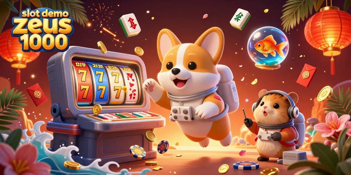 Experience fun with slot demo zeus 1000 as a 3D cartoon astronaut corgi navigates space station casino