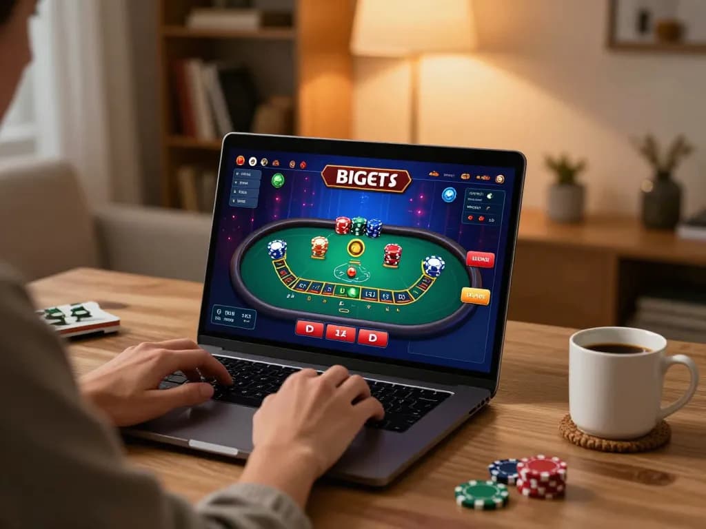 Experience live casino gameplay with lc88 on a cozy home setup, showcasing an engaging Baccarat session.