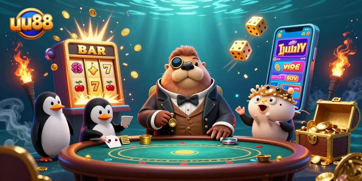 Experience thrilling wins with uu88 at a vibrant underwater poker game featuring unique characters and casino elements