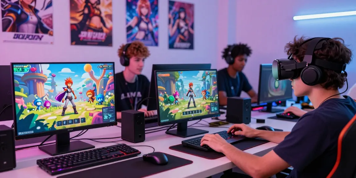 Players enjoying hentai games in a colorful gaming setup showcasing interactive characters.