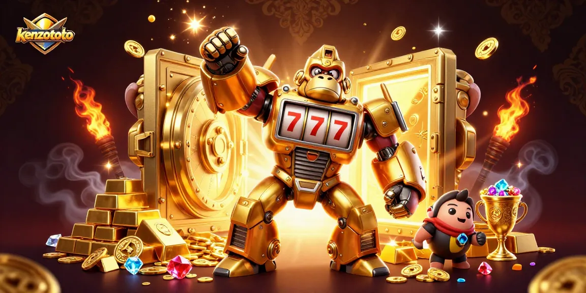 Experience KENZOTOTO's exciting online lottery action with a dynamic gorilla mech and treasure vault.