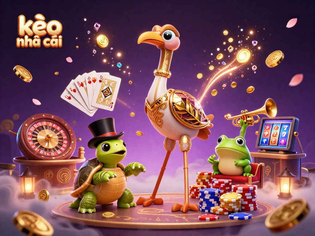 Experience kèo nhà cái excitement with a vibrant casino scene featuring animated characters and dynamic game elements.