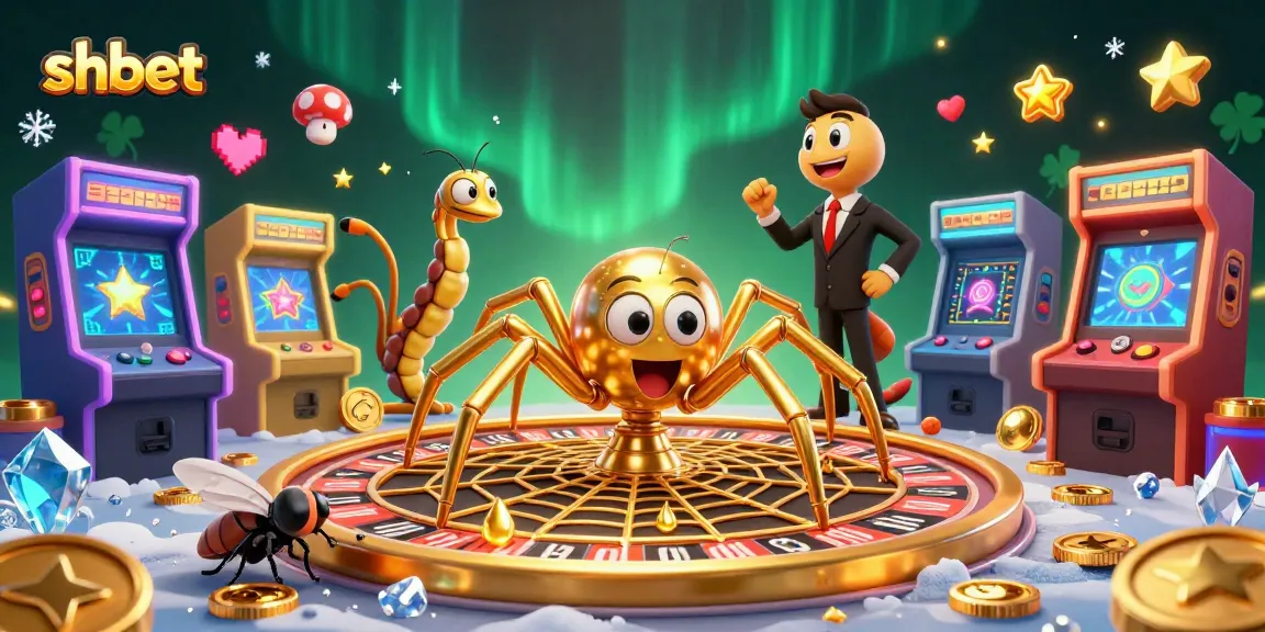 Experience high-stakes action with shbet in this cartoon-style casino scene featuring a betting spider and croupier.