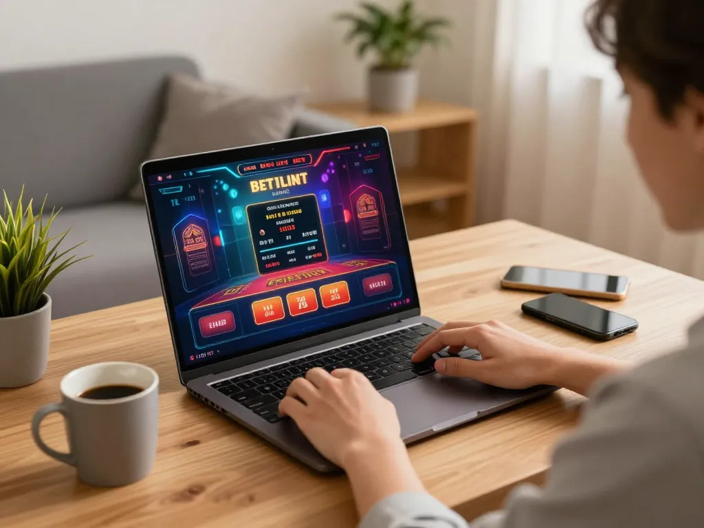 Engaging online gaming in action with slot depo 5k options showcased on laptop screen, highlighting responsible gambling.
