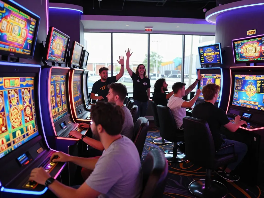 Pemain yang bersemangat menikmati permainan slot online Koicuan di kasino modern.