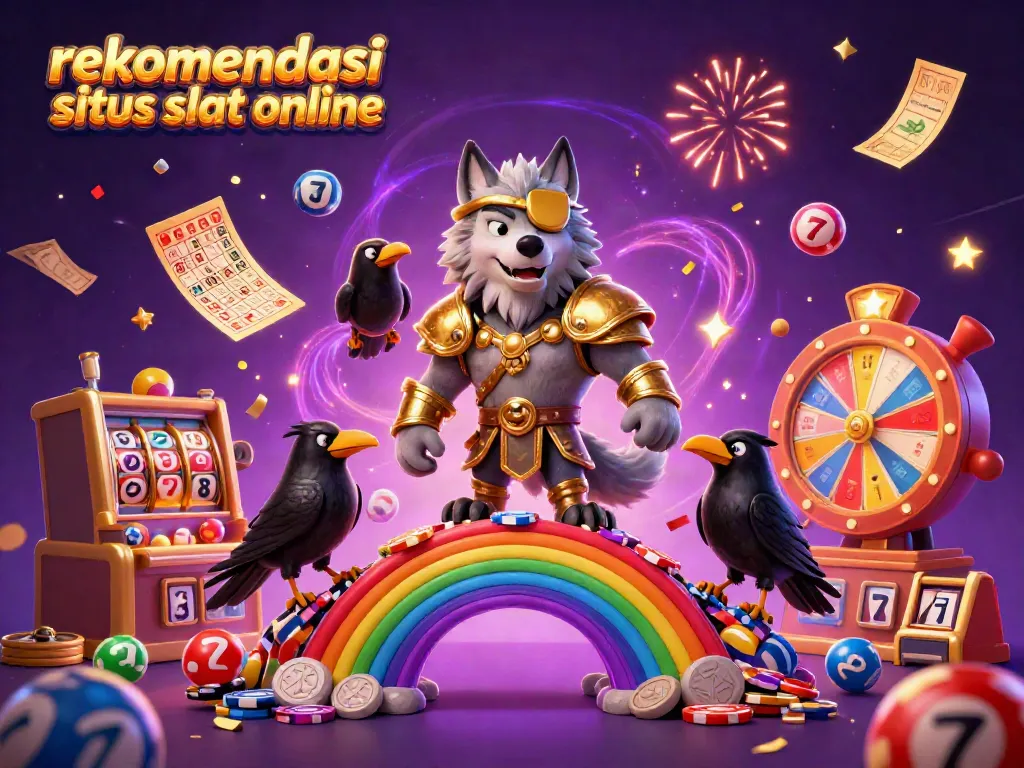 Visualisasi rekomendasi situs slot online dengan karakter Odin dan elemen perjudian yang meriah.