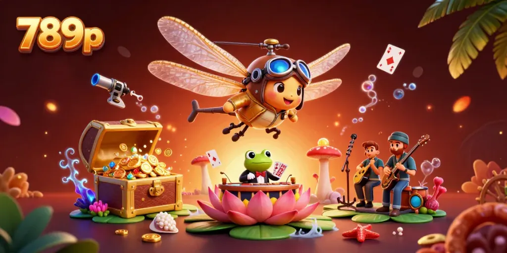 Experience the thrilling world of 789p at a lily pad casino, showcasing vibrant card games and exciting jackpots.