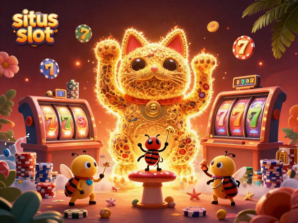Menangkan hadiah di situs slot dengan karakter lucu dan simbol kasino yang berkilau.