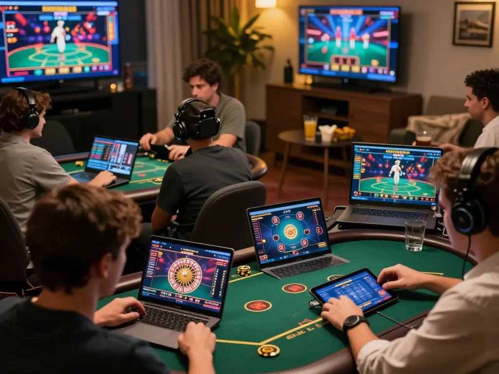 Players enjoying dynamic online casino games on hitclub, showcasing excitement and engagement.