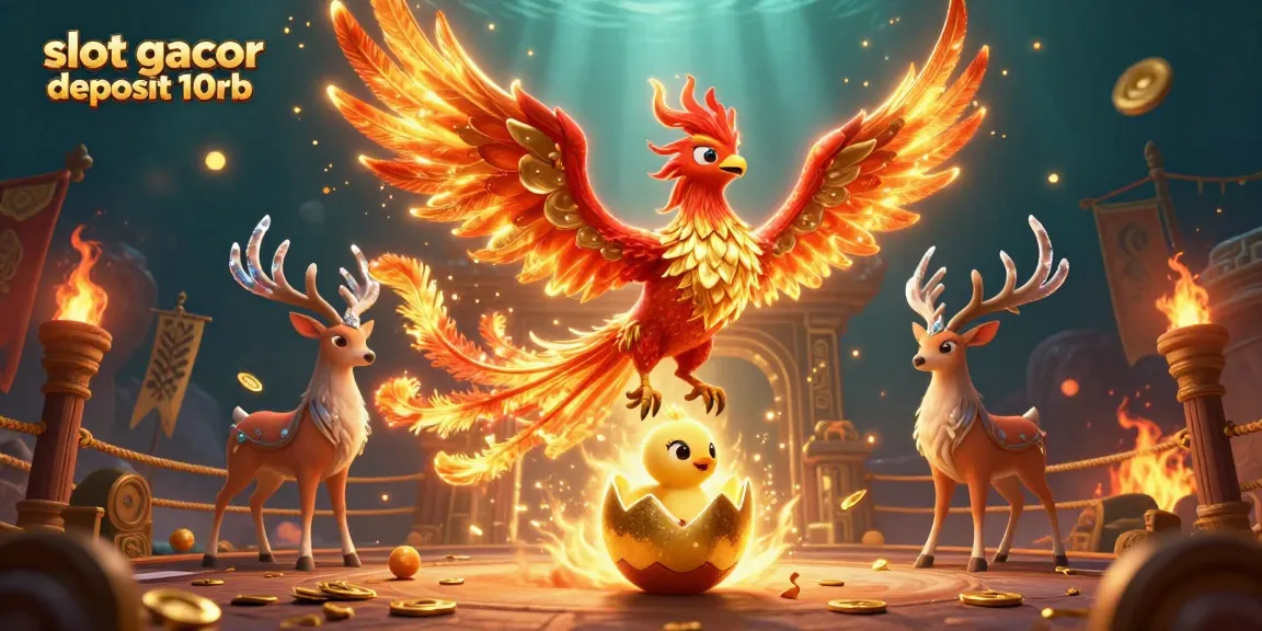 Experience excitement with slot gacor deposit 10rb amidst vibrant phoenix elements and casino symbols.