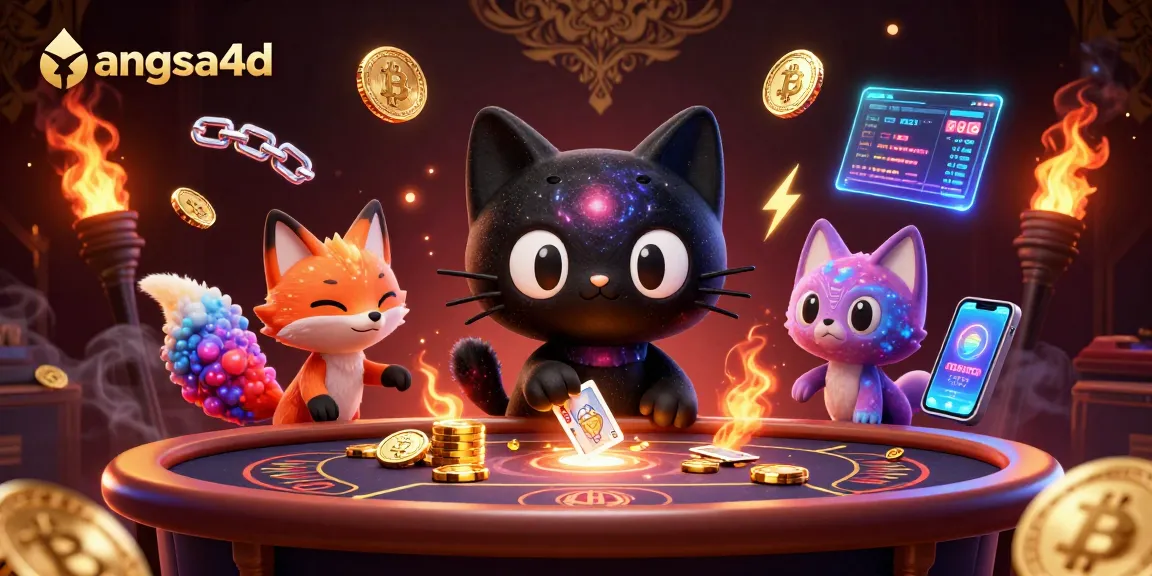 Experience the thrill of angsa4d with cosmic characters pulling in chips at a vibrant casino!