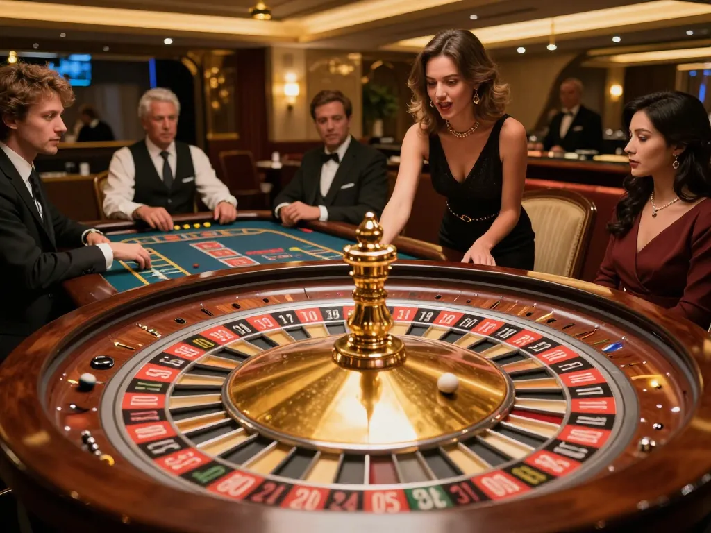 Players engaging in a thrilling round of roulette at nhà cái 388bet, showcasing strategic betting in an elegant casino.