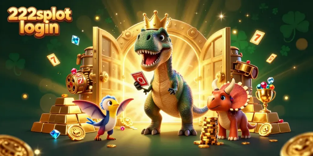 Menangkan permainan dengan 222slot login yang menampilkan karakter kartun 3D dan elemen kasino.