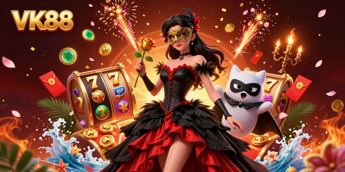 Engage with VK88 and discover thrilling slot game adventures in this vibrant casino scene.