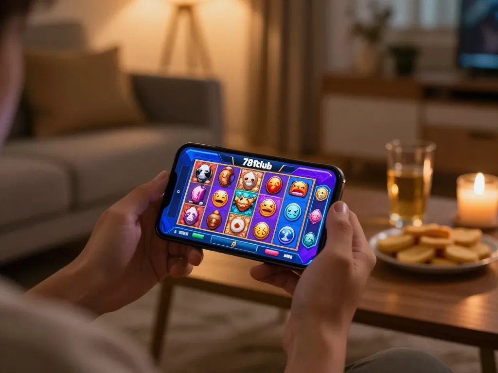 Player enjoying the vibrant slot game experience on the 789club app from a cozy home setting