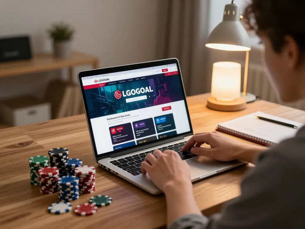 Engaging with LGOGOAL site while placing bets, showcasing online gaming excitement.