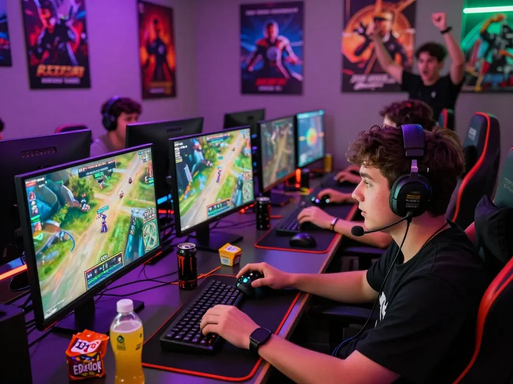 Engaged gamers in a lively online gaming setup showcasing dragon77 excitement and gaming culture.