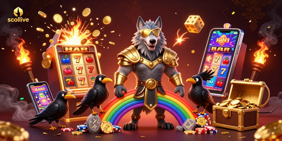 Socolive offers live soccer streaming experience, showcasing vivid imagery of wolves and ravens amidst a casino theme
