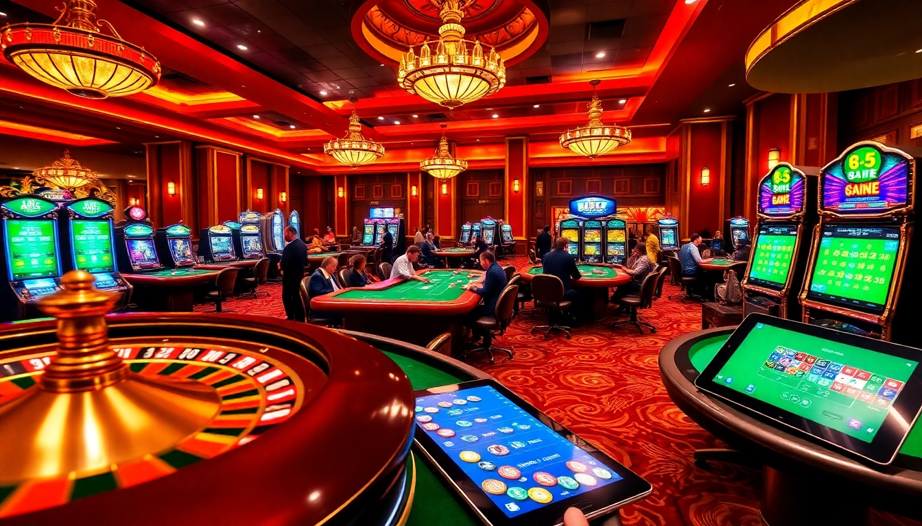 Experience the thrill of gambling at the KJC website with lively casino tables and vibrant slot machines.