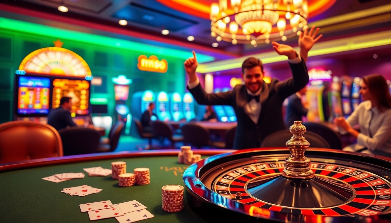 Engage with thrilling online betting at mm88 com, featuring an elegant poker table and sparkling roulette wheel.