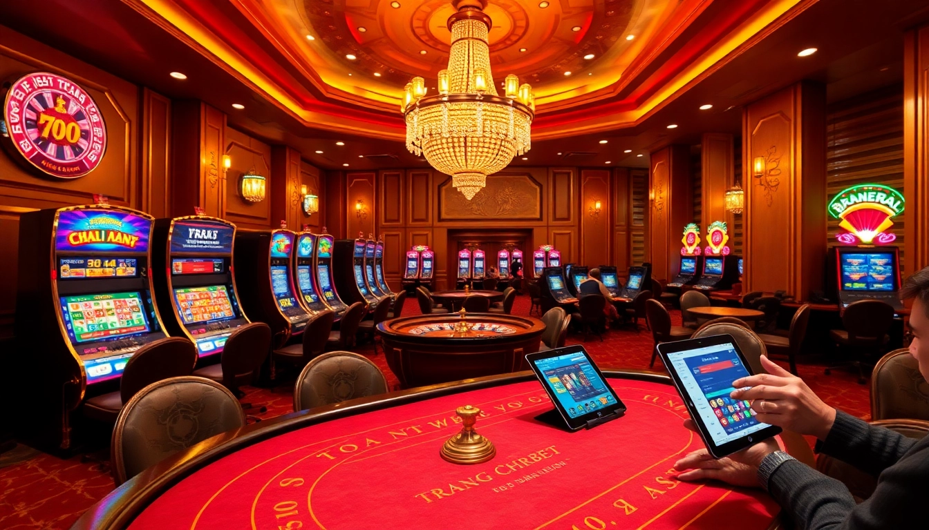 Experience the excitement at TRANG CHỦ FEBET with vibrant casino visuals and lively betting action.