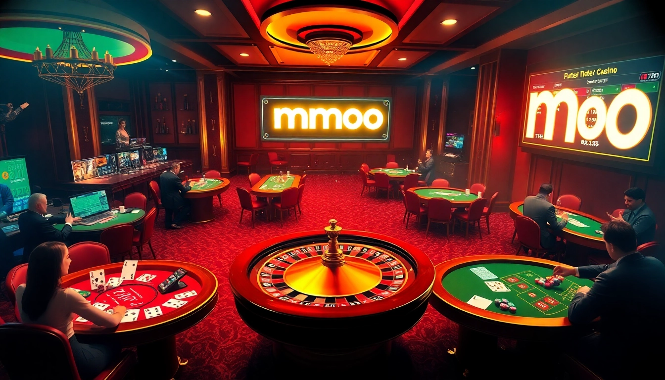 Experience thrilling games at MMOO casino, featuring high-stakes poker tables and engaging roulette wheels.