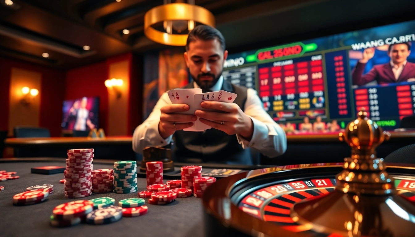 Experience high-stakes gambling at https://ww88jo.com/ with a vibrant casino table and dealer.