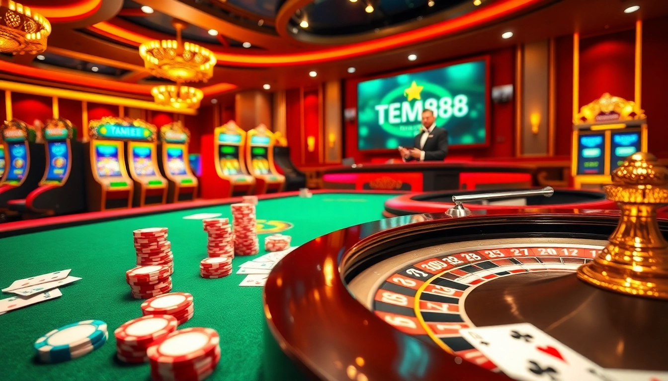 Engage in the TRANG CHỦ BEM88 online casino experience with vibrant gaming tables and poker chips.
