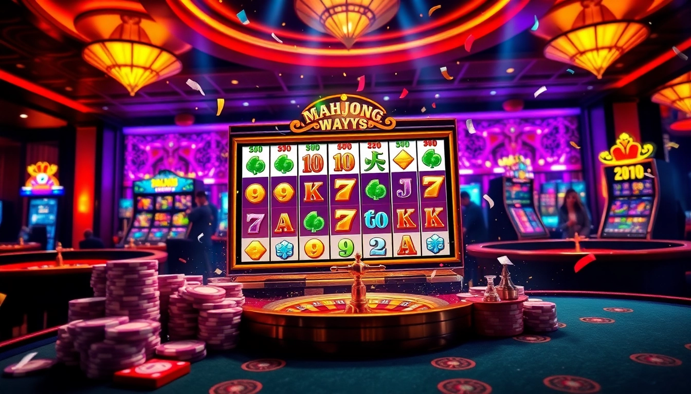 Playing Mahjong Ways 2 in a vibrant casino atmosphere with exciting slot features.