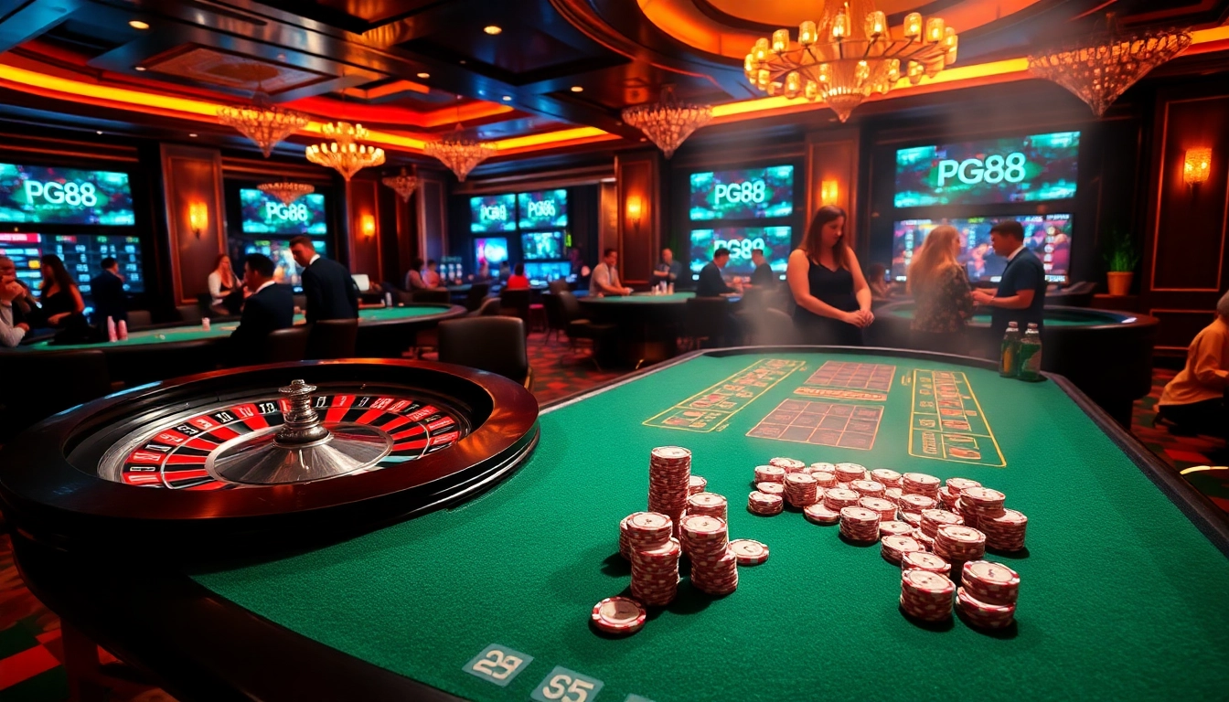 Experience thrilling gameplay at PG88 casino with vibrant tables and chips.