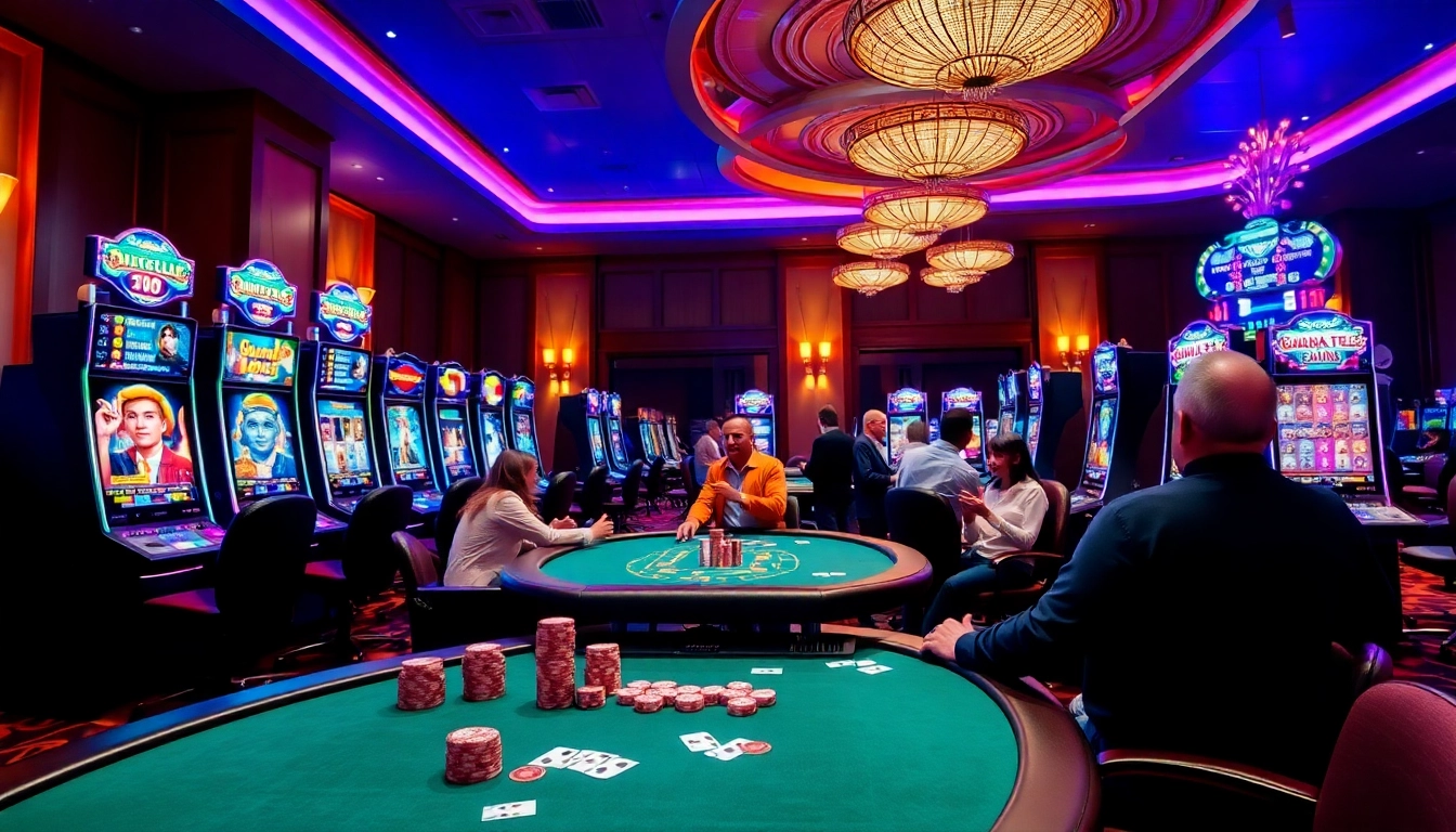 Players enjoying thrilling IDN slot games at a luxurious casino.