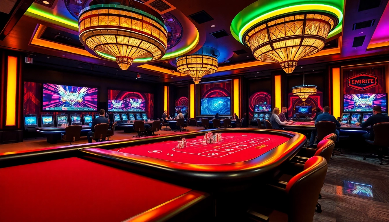 E1 Sport Smite สมัครเล่น อีสปอร์ตไทย in an exciting casino atmosphere with players engaging at tables.