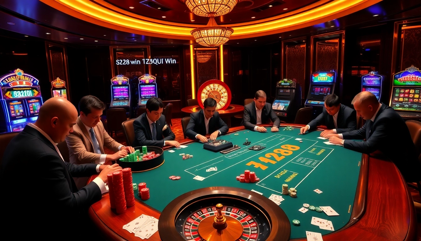 Strategic gambler celebrating HZ88 win with high stacks of poker chips and glowing betting interface