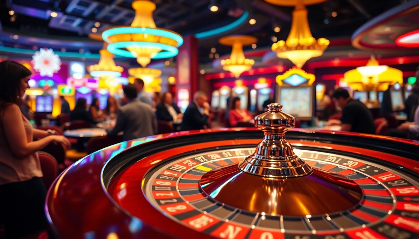 Menangkan inultogel dengan taruhan menarik di meja roulette kasino yang ramai.