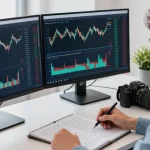 Торговая платформа BitMEX, активный трейдер с графиками и стратегиями в современном офисе, bitmex отзывы.