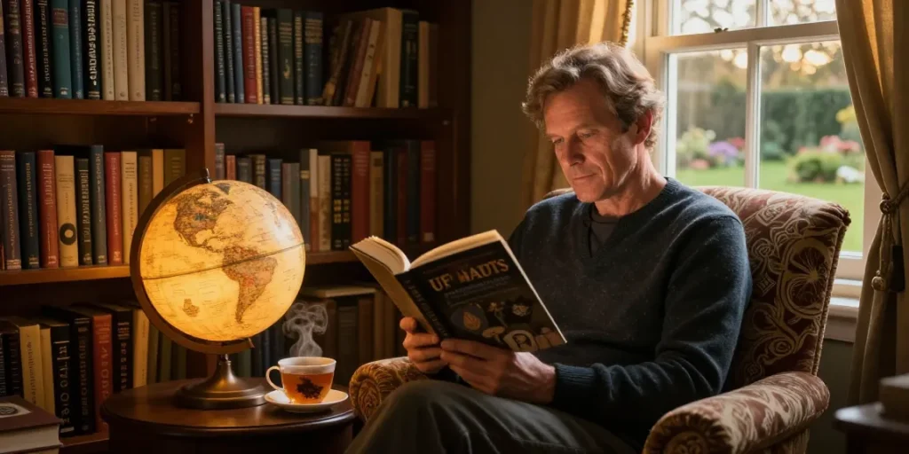 T Allen Greenfield's impactful literary contributions showcased at https://tallengreenfield.com in a cozy reading scene.